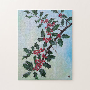 Holly Branch in Winter's Snow by Alfred Fox Jigsaw Puzzle