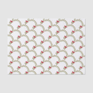 Holly Branch with Red Cardinal Christmas Pattern Tissue Paper