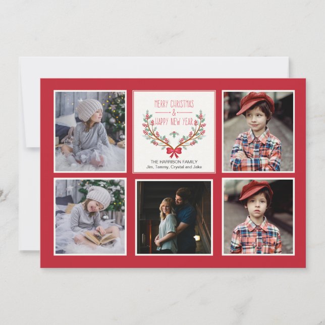 Holly Branches 5 Photo Card (Front)