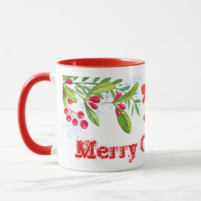 Holly Branches and Merry Christmas Mug (Left)