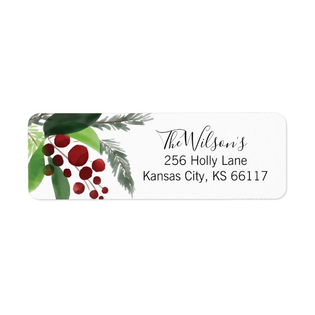 Holly Branches Return Address Label (Front)
