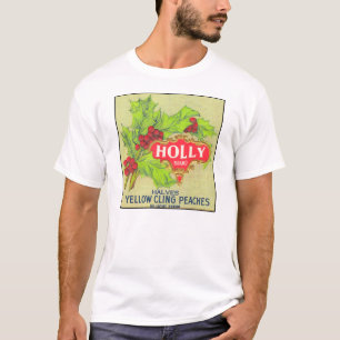 Holly Brand Peaches Vintage Fruit Crate Label T-Shirt