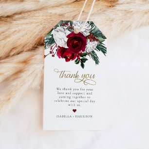 HOLLY Burgundy Christmas Floral Favor Gift Tag