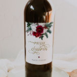 HOLLY Burgundy Gold Floral Merry Christmas Wine Label<br><div class="desc">This Christmas wine label features burgundy florals and holiday pine with an elegant golden calligraphy font. This Merry Christmas tag is perfect for holiday gifting! Add to your favorite packages to friends,  neighbors,  and loved ones.</div>