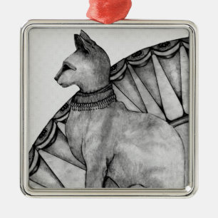 Holly Cat Metal Ornament