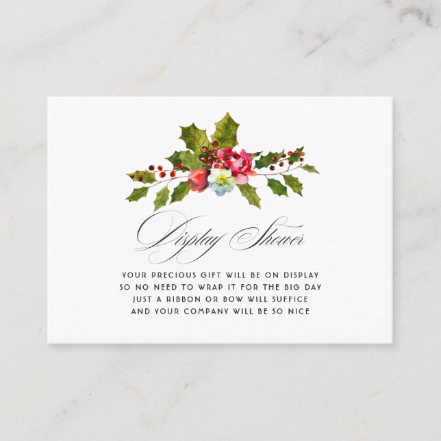 Holly Christmas Bridal Shower Display Shower Enclosure Card (Front)