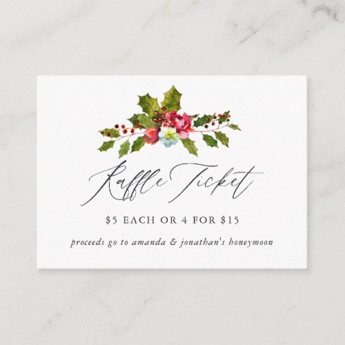 Holly Christmas Bridal Shower Raffle Ticket Enclosure Card