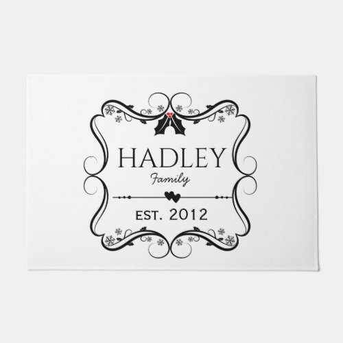 Holly Christmas  Door Matt Personalised Doormat