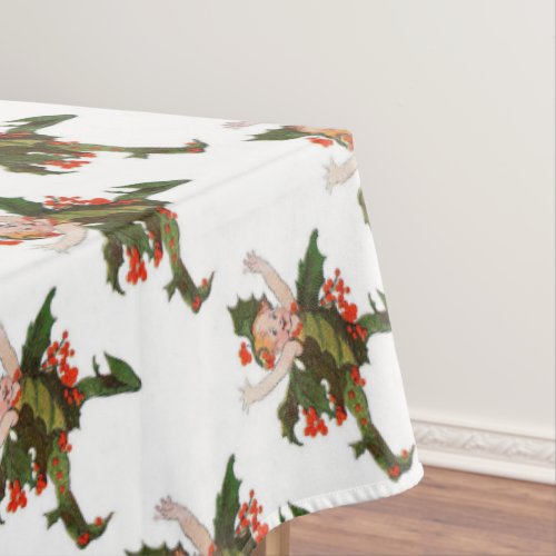 Holly Christmas Flower Child Cute Funny Floral Tablecloth