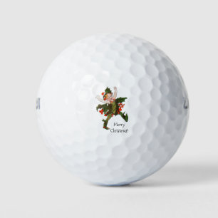 Holly Christmas Flower Child Cute Vintage Floral Golf Balls