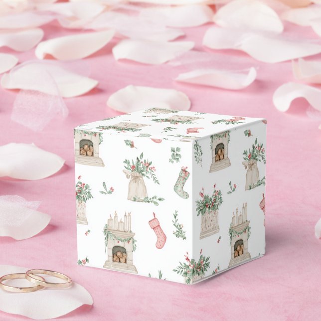 Holly Christmas Pattern Favor Boxes (Wedding)