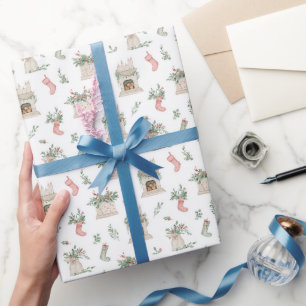 Holly Christmas Pattern Wrapping Paper
