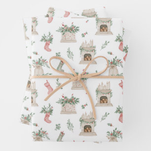 Holly Christmas Pattern Wrapping Paper Sheets