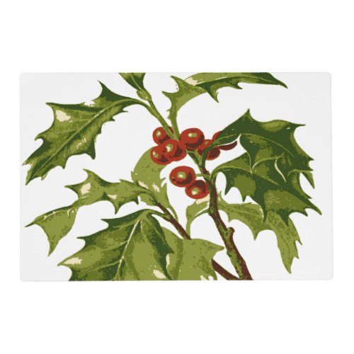 Holly Christmas Red Berry Placemat