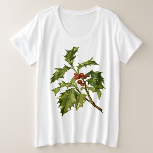 Holly Christmas Red Berry Plus Size T_Shirt