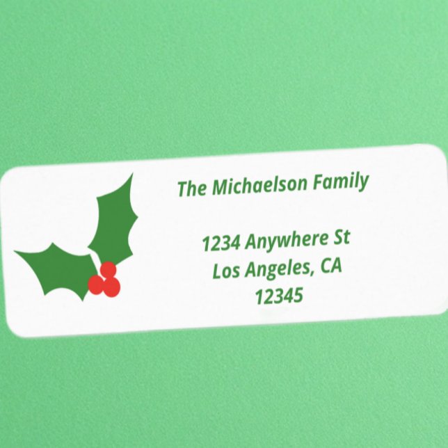 Holly Christmas Return Address Label (Creator Uploaded)