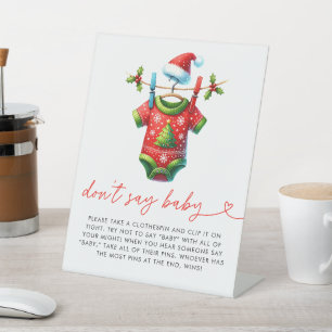 Holly Christmas Santa Baby Shower Dont Say Baby Pedestal Sign