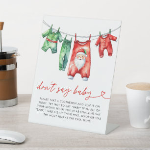 Holly Christmas Santa Baby Shower Dont Say Baby Pedestal Sign