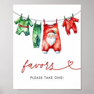 Holly Christmas Santa Baby Shower Favor Sign
