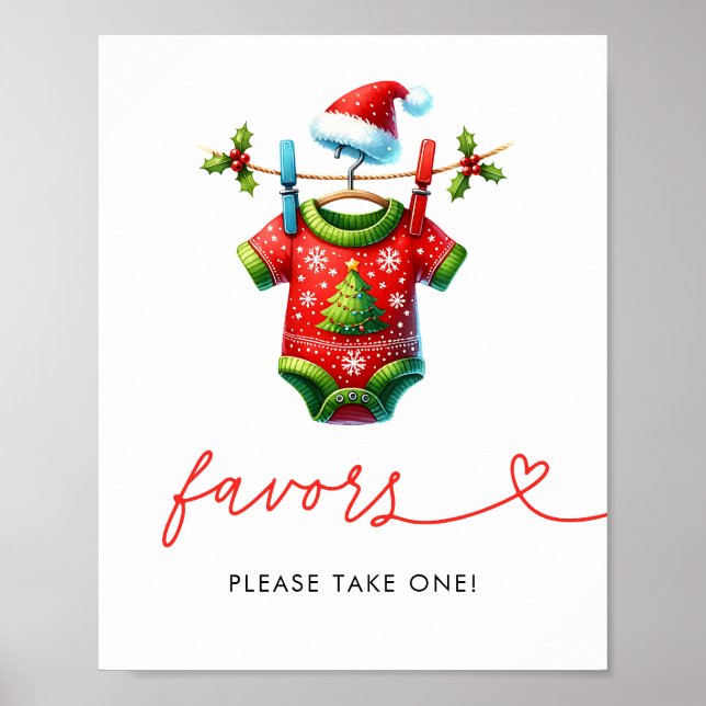  Holly Christmas  Santa Baby Shower Favor Sign (Front)
