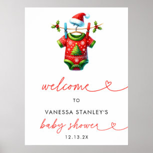  Holly Christmas  Santa Baby Shower Welcome Sign
