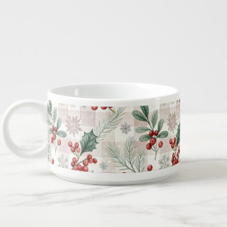 Holly Christmas Snow Watercolor Bowl