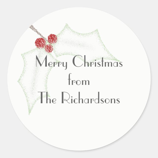 Holly Christmas Sticker (Front)