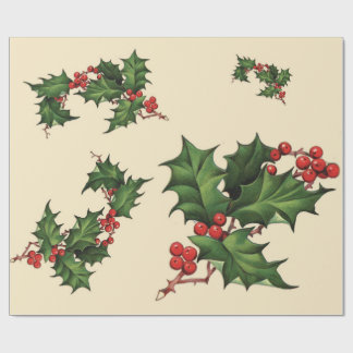 Holly Christmas Wrapping Paper