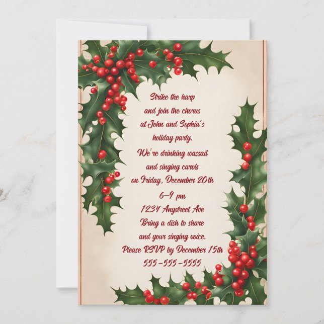 Holly Corners Christmas Party Invitation (Front)
