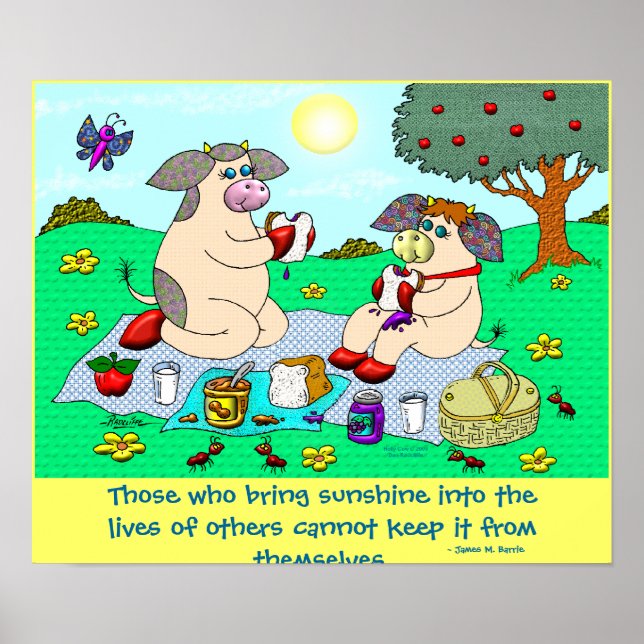 Holly Cow and Belle Cow, "Sunshine Picnic" Poster (Front)