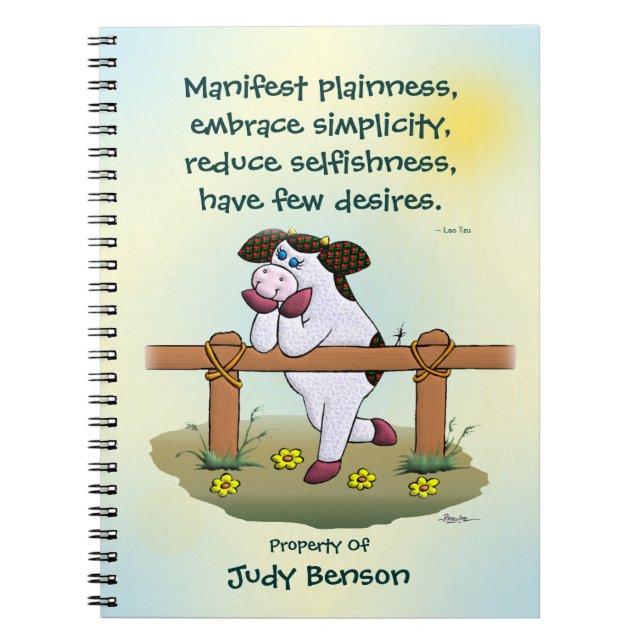Holly Cow "Embrace Simplicity" Notebook (Front)
