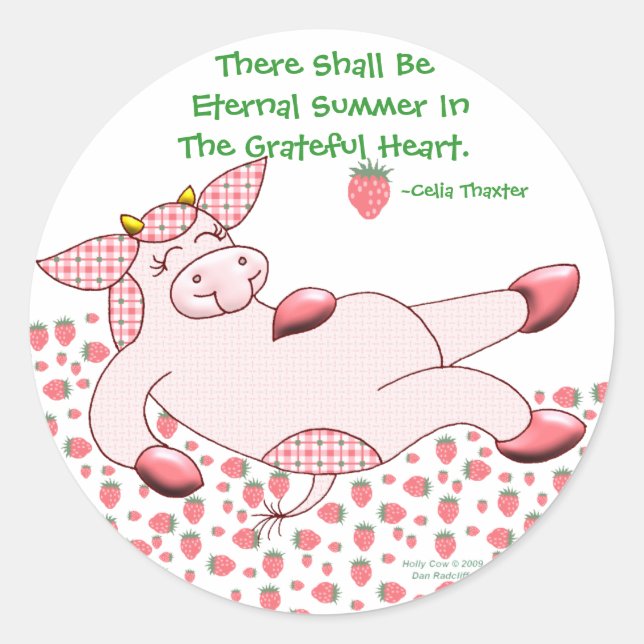 Holly Cow, "Grateful For Summer" Classic Round Sticker (Front)