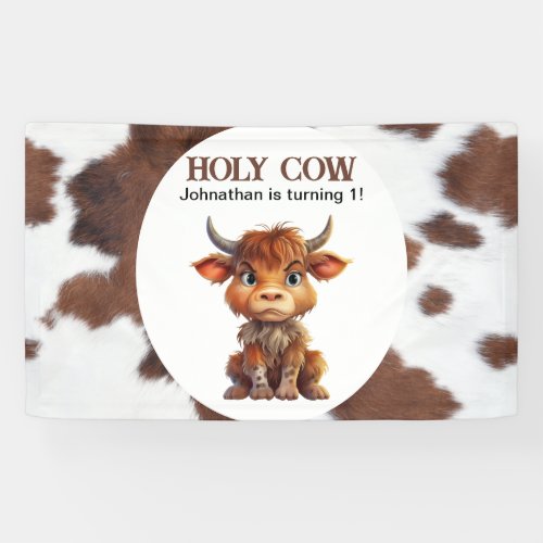 Holly Cow hide brown white   banner