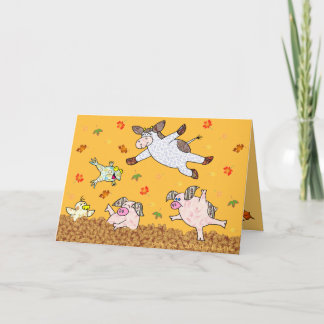 Holly Cow, Leaf Jumping Time! Card