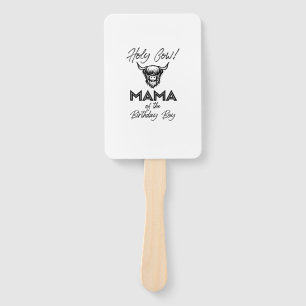Holly Cow Mama Of The Birthday Boy Highland Cow 1s Hand Fan