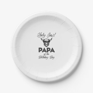 Holly Cow Papa Of The Birthday Boy Highland Cow 1s Paper Plates