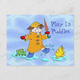 Holly Cow, Play In Puddles Postcard