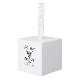 Holly Cow Poppy Of The Birthday Boy Highland Cow 1 Cube Ornament