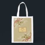 Holly-Day Sketch Holly Berries and Leaves Grocery Bag<br><div class="desc">A holiday image featuring a digital sketch of holly berries and leaves tied with a ribbon bow in soft vintage colors of red,  green,  tan,  and white.  Perfect for Christmas,  Hanukkah,  Yule,  or any other winter festival.</div>