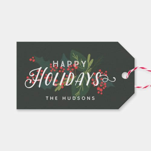 Holly Days  Happy Holidays Custom To From Gift Tags