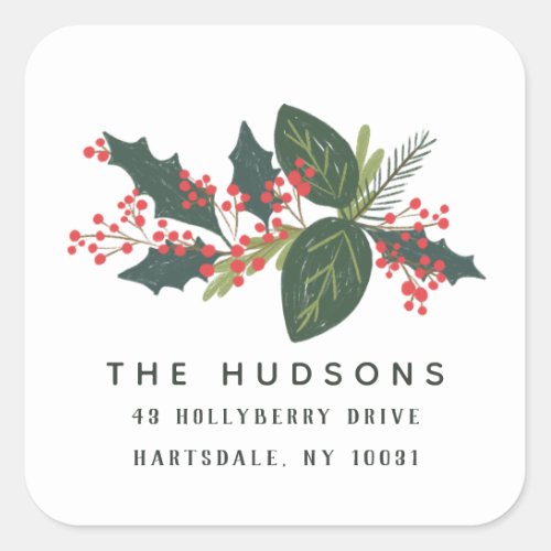 Holly Days  Holiday Return Address Label