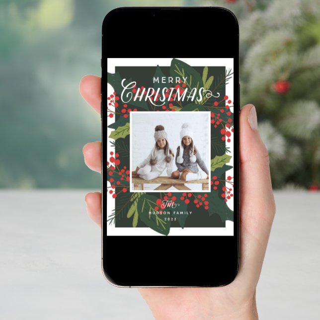 Holly Days | Merry Christmas Photo Holiday Card (Front Digital)