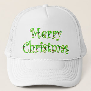 Holly Decked Merry Christmas Caps