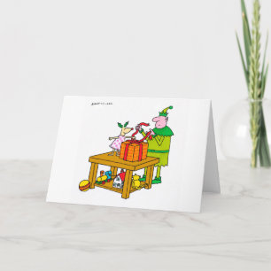 Holly Deer with elf Xmas card
