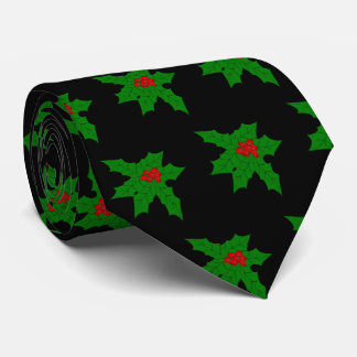 Holly Design Christmas Neck Tie