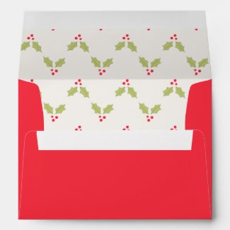 Holly Design Pre-Addressed Holiday Envelopes