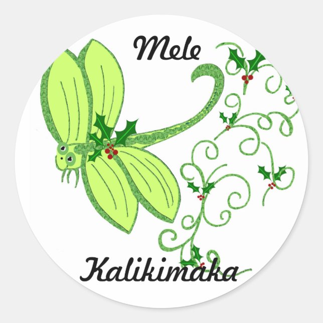 Holly dragonfly, Mele, Kalikimaka stickers (Front)
