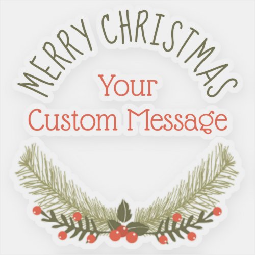 Holly Evergreen Merry Christmas Sticker