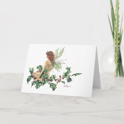 Holly Fairy Fantasy Greeting Card BLANK