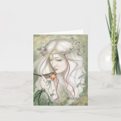 Holly Fairy of Yuletide Holiday Card